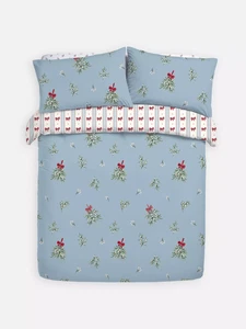 Bows & Mistletoe XMAS 100% Brushed Cotton Duvet Cover Set Single / Double / King - Picture 1 of 1