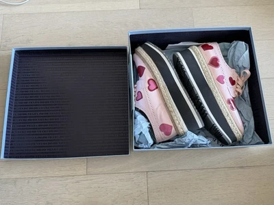 Prada Orchidea Pink Leather Hearts Brogue Platform Derby Ladies Size 38.5 - Image 1 of 4