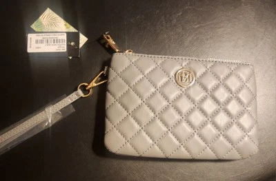 Badgley Mischka Gray Vegan Leather Quilted Wristlet NWT - Image 1 of 4