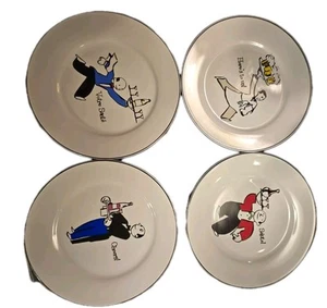 ROSANNA DESSERT SALAD PLATES 4 NIB 8" ~CHEERS~SALUTE~HERE'S TO US~VOTRE SANTE - Picture 1 of 22