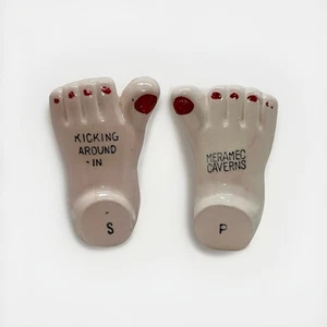 Vintage Meramec Caverns Bare Feet Toes Souvenir Ceramic Salt & Pepper Shakers - Picture 1 of 8