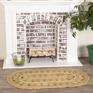 Accent Rug Celeste Jute Farmhouse 27x48 Oval Tan Braided Floor Mat VHC Brands - Picture 1 of 7