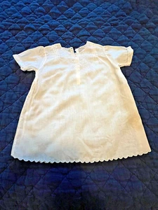 Vintage White Embroidered Scalloped Edge Baby Dress - Picture 1 of 9