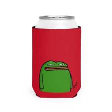 Red Can Cooler Sleeve COQ INU Pepe Portraits 0x420 Black Text Numpty Signature