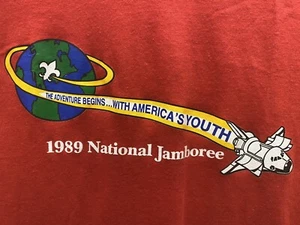 Vintage 1989 BSA Boy Scouts National Jamboree Red Shirt Sz Large - READ (Y2) - Picture 1 of 6