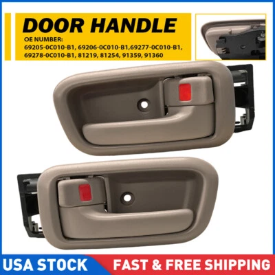 For 2000-2006 Toyota Tundra Pair Front Interior Door Handle Left & Right Beige - Image 1 of 4