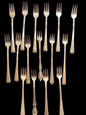 Placa de plata de colección 16 piezas - 10 camelia + 6 tenedores mixtos de mariscos/cócteles Foto 1 de 4