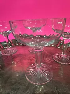 vintage Champagne Coupe  Glass Tall Optic Wine Stemware Barware  Barbie Party/5 - Picture 1 of 6