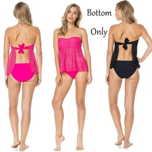 Jessica Simpson seitlich geraffter gehäkelter Hipster Schwimmunterteil (M, Passion Pink) - Bild 1 von 3