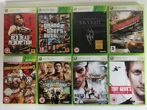 Paquete de juegos Xbox 360 X 8 lote de trabajo GTA 5, Red Dead Redemption, Skyrim, Burnout, etc. - Imagen 1 de 3