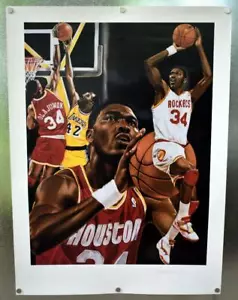 Hakeem Olajuwon Rockets 20 x 27 Anthony Douglas Dual Signed Lithograph #80/270 - Picture 1 of 5