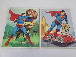 Vintage 1966 lot of 2 Superman Frame-Tray jigsaw puzzles by Whitman 10" x 8" - Picture 1 of 5