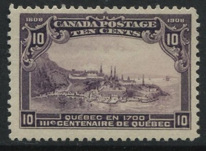 Canada 1908 Quebec Tercentenary 10 cents nicely centred mint o.g. - Picture 1 of 1