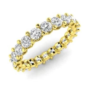 2.00 Ct Round Diamond Engagement Eternity Band 18K Solid Yellow Gold Ring Size 7 - Picture 1 of 4