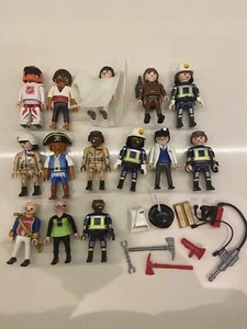 Lot of 14 Playmobil figures, includes Pirate,  sports, Accessories - Picture 1 of 3