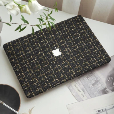 Estuche rígido tejido negro a cuadros hágalo usted mismo para Macbook Pro 14 16 Air 13 15 11 12 pulgadas Foto 1 de 4