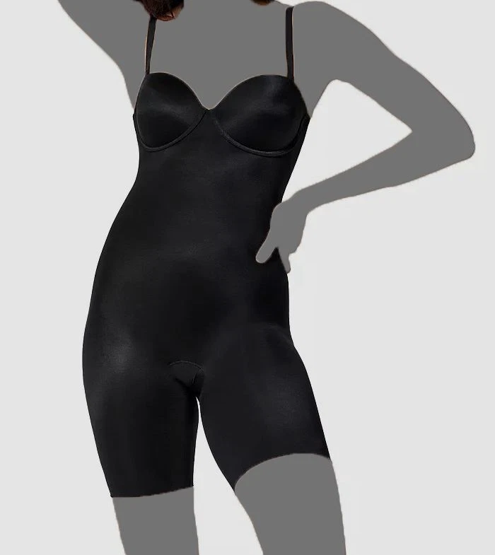 Spanx Black Suit Your Fancy Strapless Cup Mid-thigh Bodysuit 10156R XL