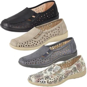 Ladies Slip on Casual Cut Out Side Gusset Flat Comfort Summer Shoes Size UK 3-9 - Picture 1 of 13