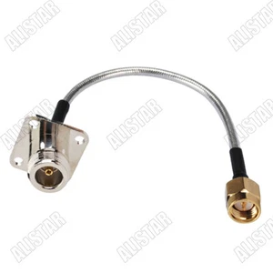 SMA Male Plug to N Female Jack 4 Hole Flange Semi-Flexible .141" Cable RG402 - Picture 1 of 2