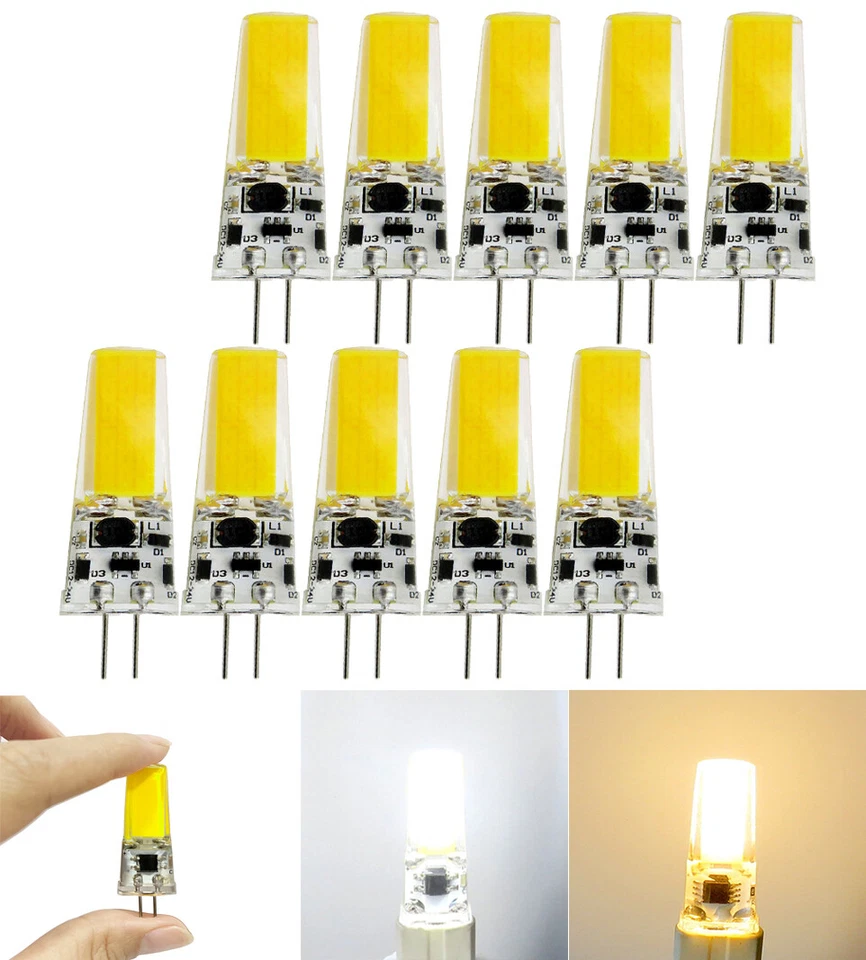 50PCS Dimmable G4 GU4.0 T3 COB LED Bulb Cabinet White Warm Light Silicone Lamp - Image 1 of 4