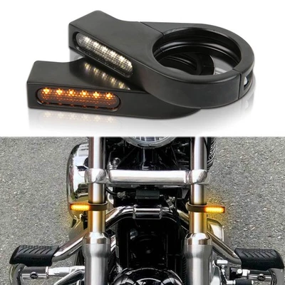 Luces LED de señalización de giro para horquilla delantera de motocicleta para Harley Sportster 1200 883 Dyna Foto 1 de 4