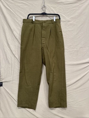 True Vintage 60s 70s Army Button Waist Wool Military Pants Conway Bros Mens 34 - Image 1 of 4