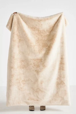 Anthropologie - The Sophie Faux-Fur Throw Blanket - Ivory - Size 60" x 70" - Image 1 of 4