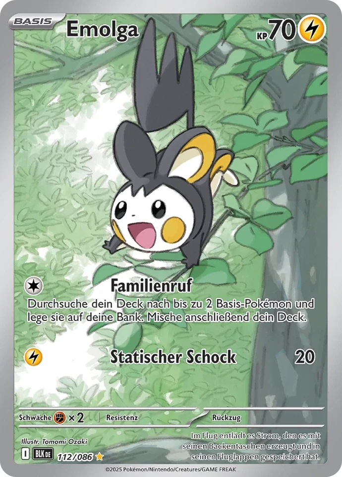 Pokemon Schwarze Blitze Emolga 112/086 Near Mint deutsch - Bild 1 von 1