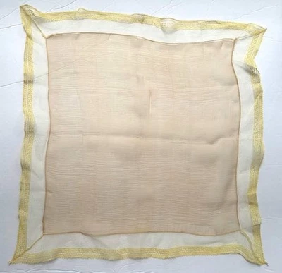 VINTAGE ANTIQUE HANKIE 1900s BLUSH PINK SILK PONGEE WITH SPECIAL LACE EDING - Image 1 of 3