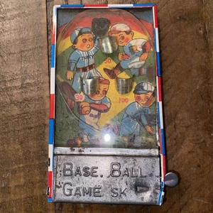 Vintage 1950s Japanese Hand Held Miniature Baseball Tin Pinball Game Works Rare - Picture 1 of 6