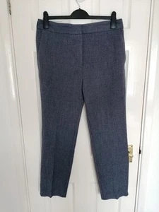 BNWOT ZARA Size XL (UK 14) Navy Blue Pindot Smart Straight Trousers W 32" L 28" - Picture 1 of 8