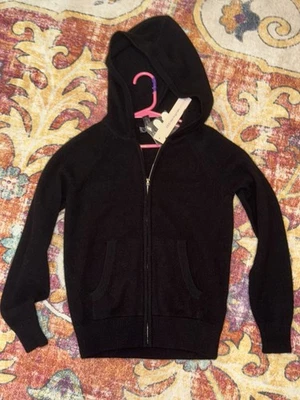 AQUA CASHMERE девочки черный полный молнии с капюшоном свитер от Bloomingdale's новый с Ярлыками - Изображение 1 из 4