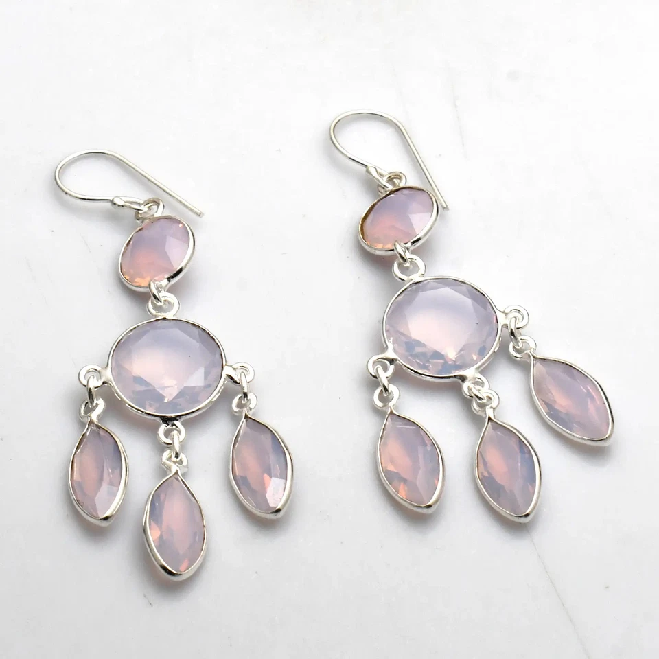 Pendientes colgantes de piedras preciosas de opalita hechos a mano joyas para mujer 2,2" AE-98562 Foto 1 de 1