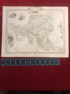 MAPA ASIA CHINA RUSIA INDIA c1850 RAPKIN & ROGERS Coloreado a Mano Antiguo Foto 1 de 4