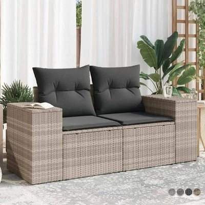MARKENLOS 2-Sitzer Gartensofa mit Kissen Rattanmöbel Sitzgruppe Garten Balkon Sofa Möbel