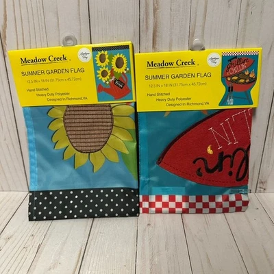 Meadow Creek Summer Garden Flag Lot Sunflowers Grillin & Chillin BBQ 12 X 18 In - Image 1 of 4