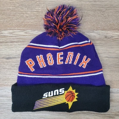 Boné Phoenix Suns Beanie Hat Mitchell & Ness algemado Pom 25º aniversário NBA - Imagem 1 de 4