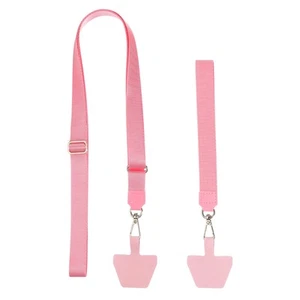 2Pcs Phone Lanyard with Wrist Strap and 2 Patches, Pink - Zdjęcie 1 z 6