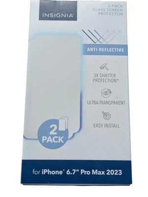 Protector de pantalla de vidrio templado R1-N Insignia para Apple iPhone 15 Pro Max paquete de 2 Foto 1 de 2