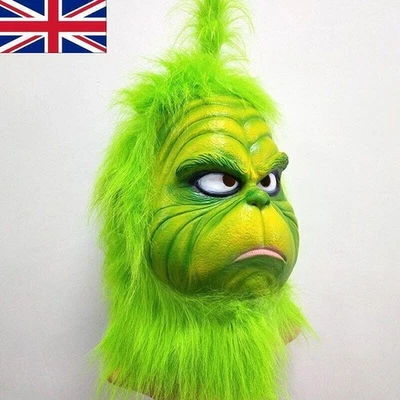 The Grinch Latex Mask Adults Costume Cosplay Christmas Fancy Dress Outfits Gift - Image 1 of 4