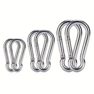 M5-M14 Heavy Duty 304 Stainless Steel Carabiner Clip, Snap Spring Hook Clips - Picture 1 of 9