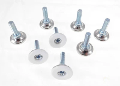 8 Pack Monaco 3/8-16 Non-Swivel W/Hex White Nylon Base Leveler MONO-33