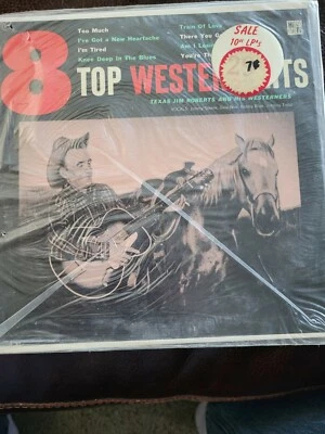 1957 SEALED JIM ROBERTS 8 top western hits 10"  Mono 1957 Record w/hype stickers - Image 1 of 2