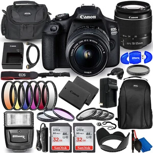 Canon EOS 2000D / Rebel T7 with 18-55mm III Lens - 30PC Accessory Bundle - Picture 1 of 6
