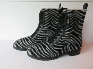 NEW Kate Spade Womens Merigue Combat & Lace-up Boots Shoes 10.5B Zebra Animal - Picture 1 of 13