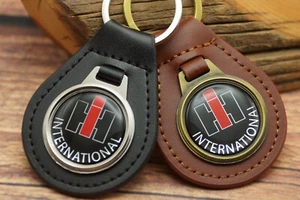 Vtg BLK International Harvester Scout IH TRACTOR CUB CADET Leather Key Chain Fob - Picture 1 of 6