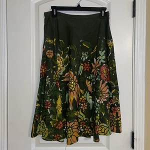 Mossimo Green Floral Bottom Skirt Size 2 Sequin Accents - Picture 1 of 3