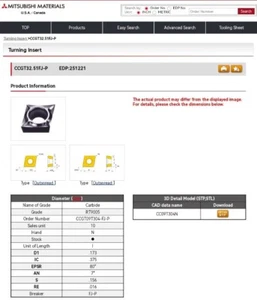 MITSUBISHI CCGT32.51FJ-P CCGT09T304-F-J-P RT9005 CARBIDE INSERTS- 10 PIECE BOX - Picture 1 of 5