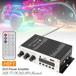 Bluetooth 2CH HI-FI Car Audio Power Amplifier FM Radio Player SD/USB/DVD/MP3/AUX - Picture 1 of 12