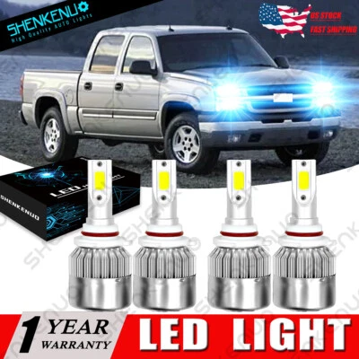 Комплект светодиодных фар для пикапа Chevy 1500 2500 3500 1990-2000 высокие и низкие 8000K - Изображение 1 из 4